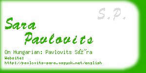 sara pavlovits business card